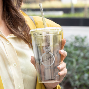Verre En Acrylique Élégant Argent Métal Texture Bague