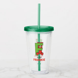 Verre En Acrylique Elmo Alphabet   F Vert