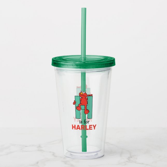 Verre En Acrylique Elmo Alphabet | H Vert (Devant)