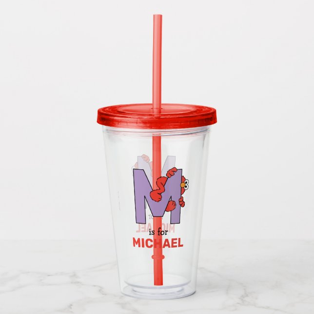 Verre En Acrylique Elmo Alphabet | M pourpre (Devant)