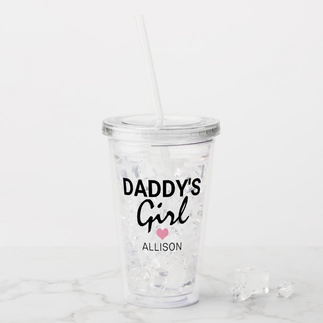 Verre En Acrylique Enfants mignons, filles, coeur rose Personnalisé (Devant glace)