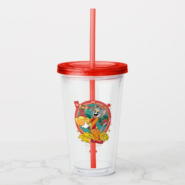 Verre En Acrylique Enveloppe rouge du Nouvel An Tom & Jerry (Devant)