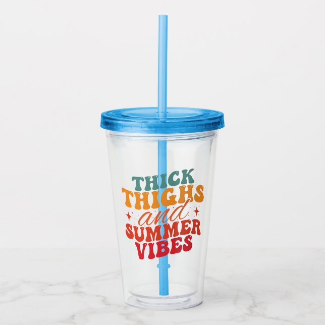 Verre En Acrylique Épais cuisses et Vibes d'été Plage (Devant)