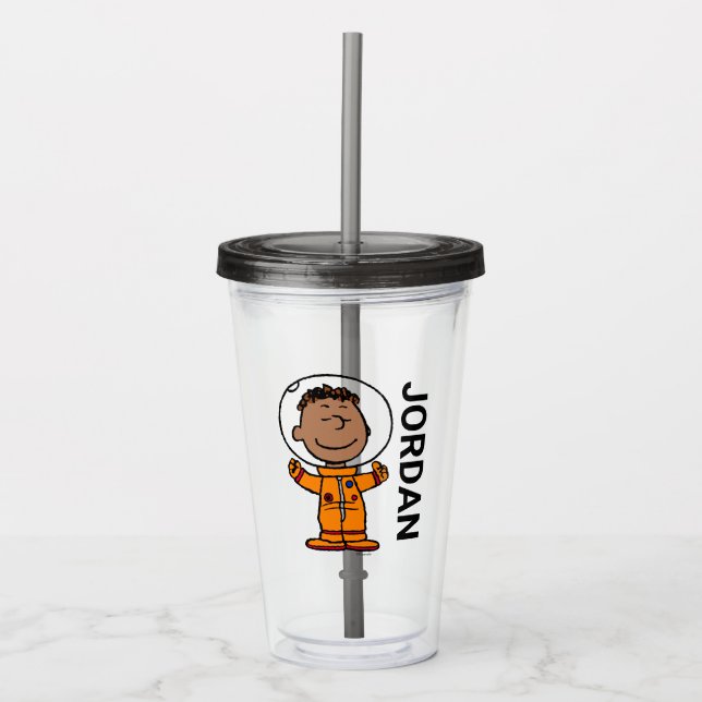 Verre En Acrylique ESPACE | Franklin Astronaut | Ajouter Votre Nom (Devant)
