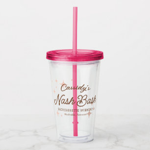 Verre En Acrylique Étoiles Rétro Roses Nash Bash Enterrement de Vie d