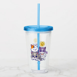 Verre En Acrylique Famille de chats mignons