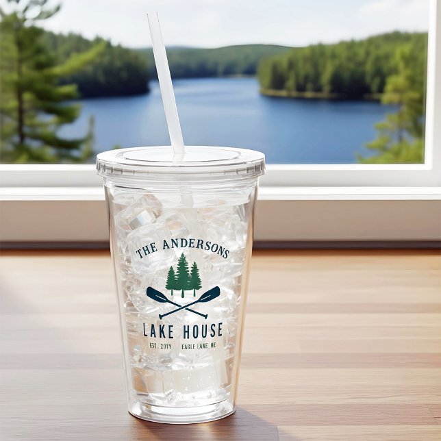 Verre En Acrylique Family Lake House Bateau Russe moderne Oar Pine Tr (Créateur téléchargé)