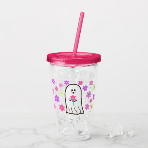 Verre En Acrylique Fantôme super avec fleurs