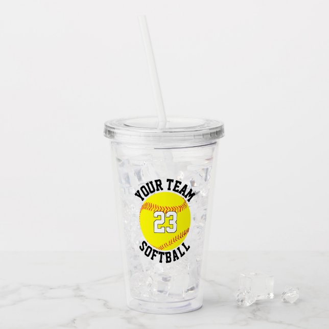 Verre En Acrylique Fastpitball Softball Nom de l'équipe et numéro du  (Devant glace)