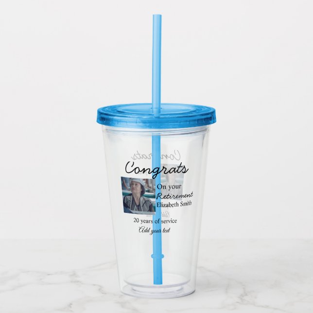 Verre En Acrylique Félicitations pour votre retraite ajouter le nom d (Devant)