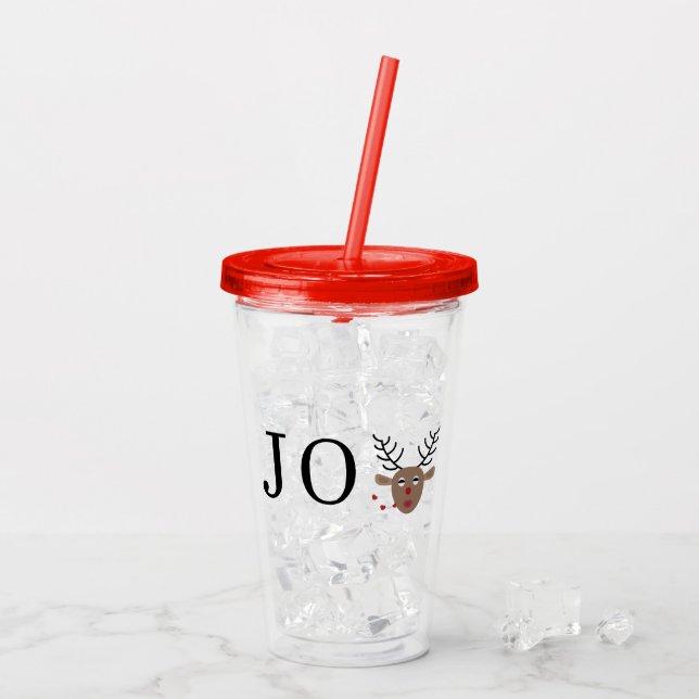 Verre En Acrylique Festive Reindeer Noël Fête Joie (Dos glace)