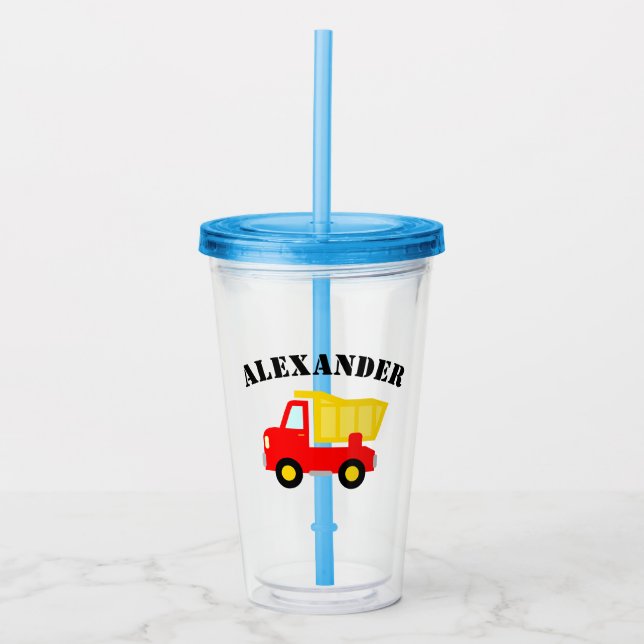 Verre En Acrylique Fête d'anniversaire du garçon de dumptruck de (Devant)