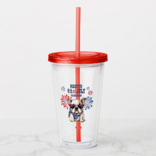 Verre En Acrylique Fête de l'Indépendance du 4 juillet Rouge Blanc Bl