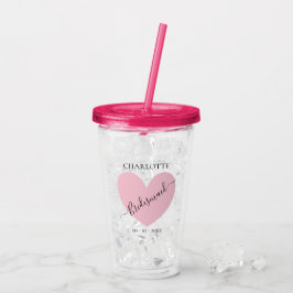 Verre En Acrylique Fête de mariée rose coeur