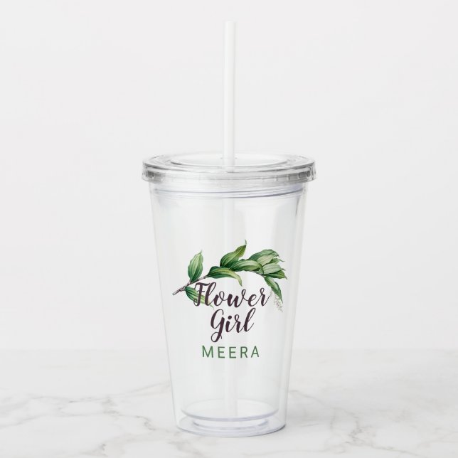 Verre En Acrylique Feuillage personnalisé pour fille de fleurs (Devant)