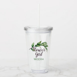 Verre En Acrylique Feuillage personnalisé pour jeune fille aux fleurs