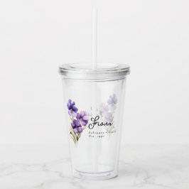 Verre En Acrylique Février Mois de naissance Violet Fleur Personnalis