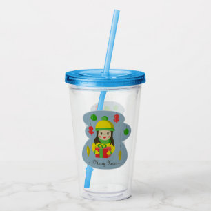 Verre En Acrylique Fille avec boîte cadeau de Noël