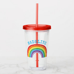 Verre En Acrylique Filles personnalisées par arc-en-ciel d'enfants