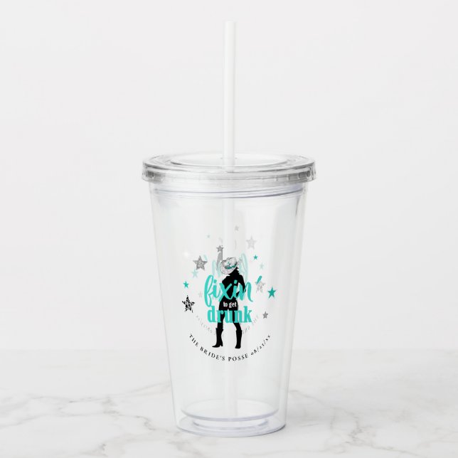 Verre En Acrylique Fixin' The Posse Disco Bachelorette Turquoise ID92 (Devant)