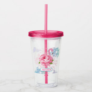 Verre En Acrylique flamant rose monogramme