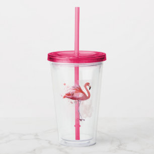 Verre En Acrylique Flamant rose pelucheux