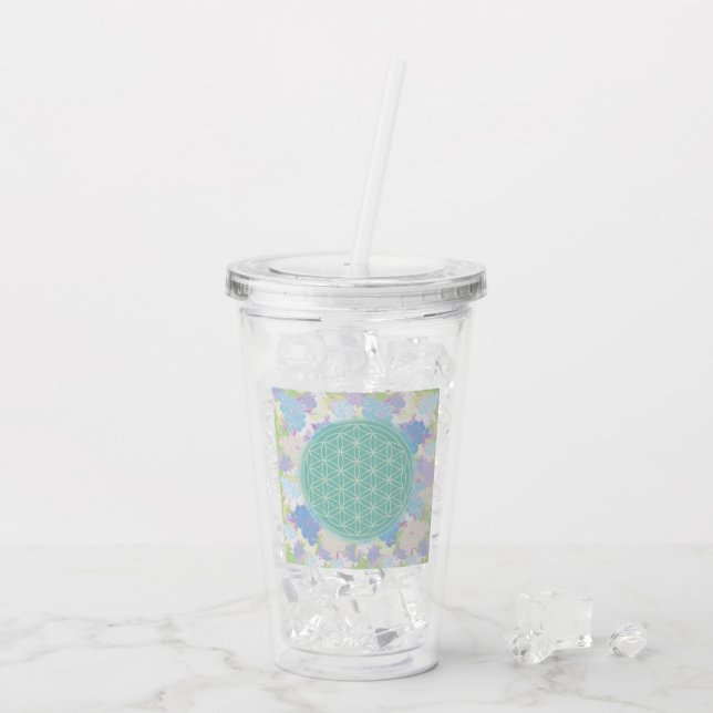 Verre En Acrylique fleur de vie, (Dos glace)