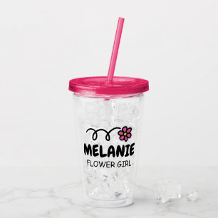 Verre En Acrylique Fleur personnalisée nom fille acrylique tasse tumb