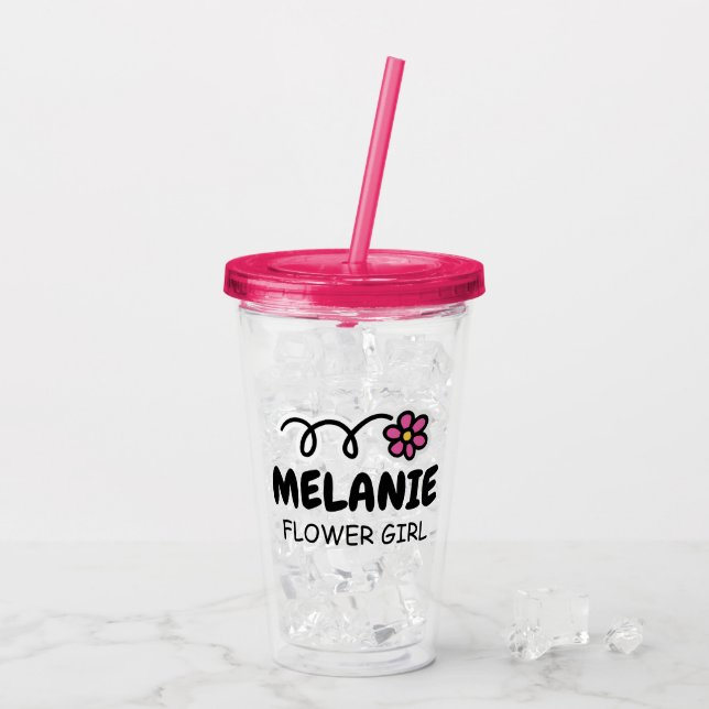 Verre En Acrylique Fleur personnalisée nom fille acrylique tasse tumb (Dos glace)