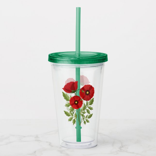 Verre En Acrylique Fleurs d'été joyeuses floraison de pavot (Devant)