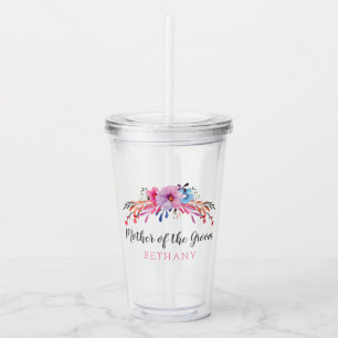 Verre En Acrylique Fleurs personnalisées pour la mère du marié