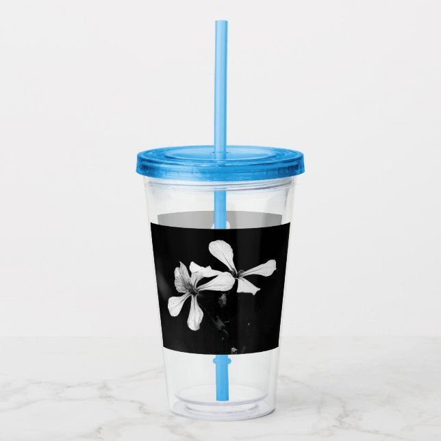Verre En Acrylique floral noir et blanc minimal (Devant)
