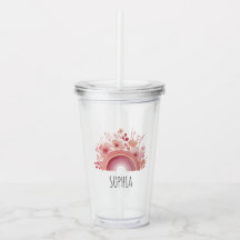 Floral Rainbow Girls Mug Personalised Name