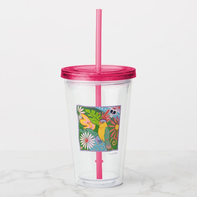 Verre En Acrylique Frida Kahlo Parrot Graphic (Devant)