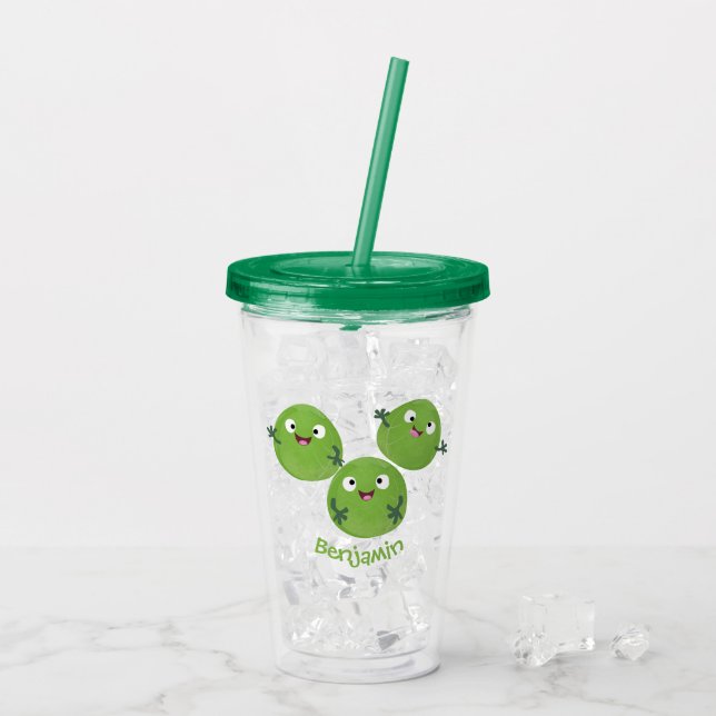 Verre En Acrylique Funny Brussels sprouts légumes caricature (Dos glace)