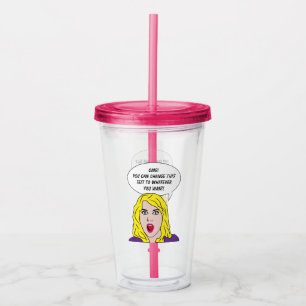 Verre En Acrylique FUNNY RETRO WOMAN texte personnalisé