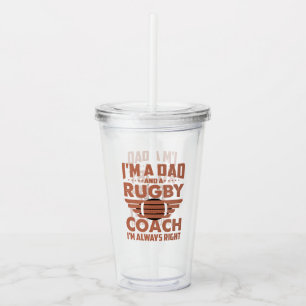 Verre En Acrylique Funny Rugby papa et entraîneur de rugby