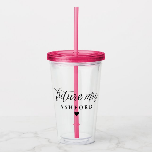 Verre En Acrylique Future Mme Coffee de manuscrit élégant (Devant)