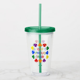 Verre En Acrylique Gay Fier Irlandais LGBT Rainbow Shamrocks