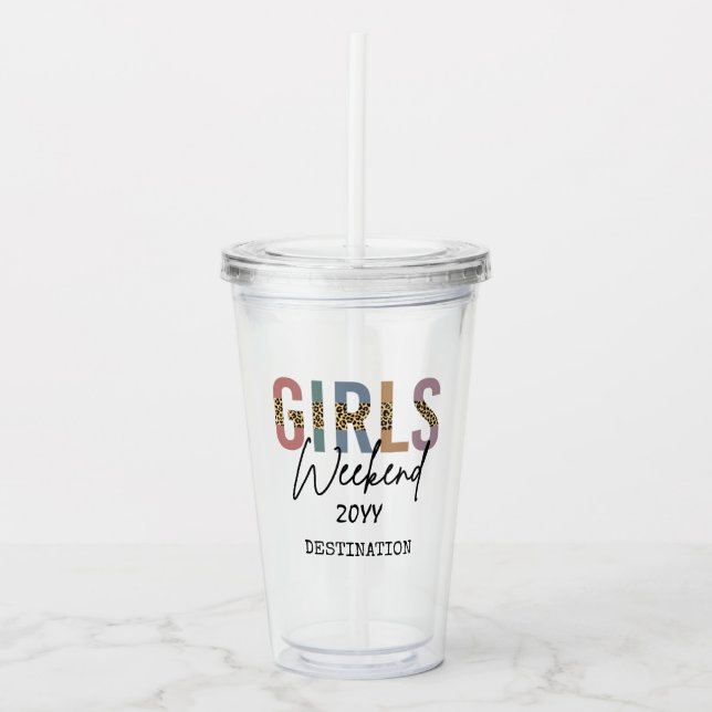 Verre En Acrylique Girls Weekend Cheetah Print Girls trip getaway (Devant)