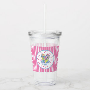 Verre En Acrylique Glace rose Crème glacée Tumbler en acrylique