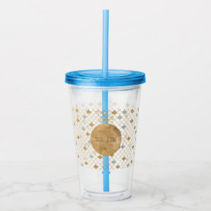 Verre En Acrylique Glitzy Mermaid Blue Gold Sparkle