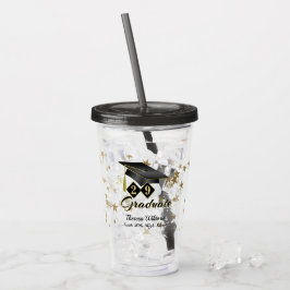 Verre En Acrylique Graduation Party Black Gold Stars Personnalisé