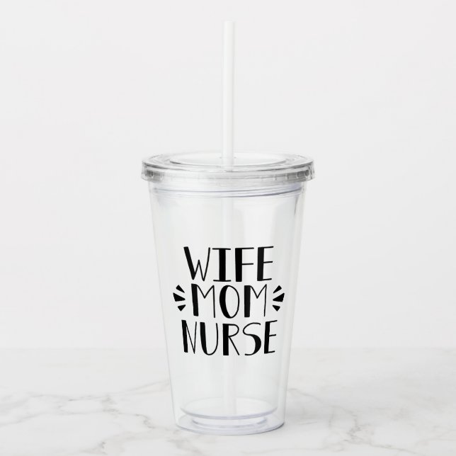 Verre En Acrylique Graphique d'infirmière de maman d'épouse (Devant)