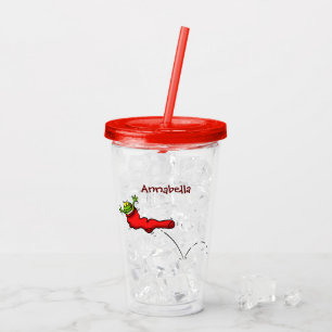 Verre En Acrylique Grenouille mignonne dans une chaussette rouge dess