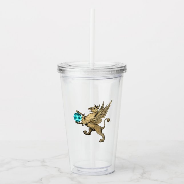 Verre En Acrylique Griffon héraldique turquoise et or et Gem aquatiqu (Devant)