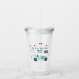 Verre En Acrylique Grossissant Deux Fast Festive Blue Race Car Annive