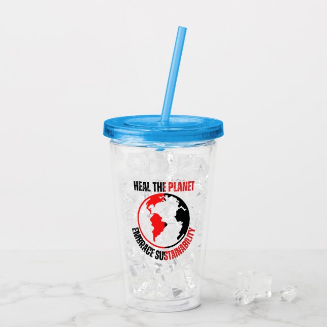 Verre En Acrylique Guérir la planète, embrasser la durabilité (Dos glace)