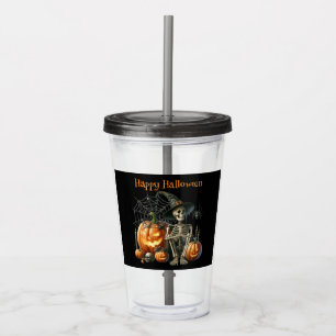 Verre En Acrylique Halloween Citrouilles de squelette