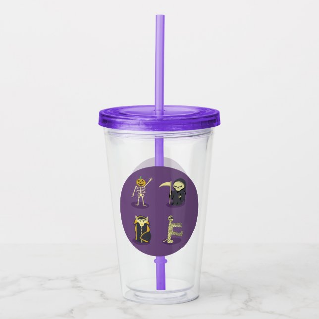 Verre En Acrylique Halloween Squelette Dracula Mummy Griffe Reaper (Devant)